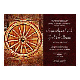 Rustic Country Wagon Wheel Wedding Invitations
