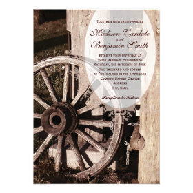 Rustic Country Wagon Wheel Wedding Invitations Invites