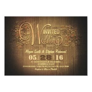 rustic country wedding invitations engraved wood 5