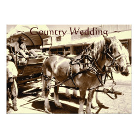 Rustic Country Wedding Invitations Horses Wagon
