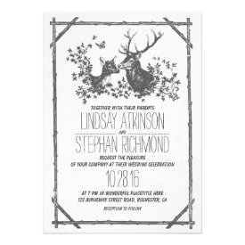 Rustic country wedding invites with deer invites