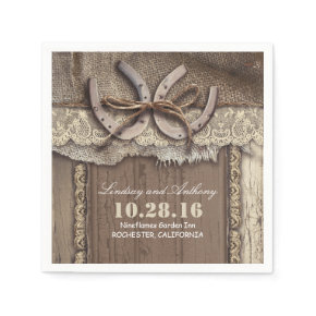 rustic country wedding paper napkins - horseshoes