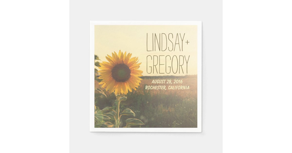 Rustic Country Wedding Paper Napkins Sunflower Zazzle