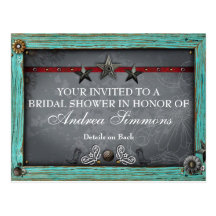 Rustic Country Western Bridal Shower Invite Post Cards