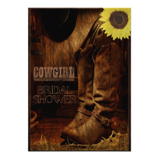 Rustic Country Western Cowgirl Bridal Shower Personalized Announcement