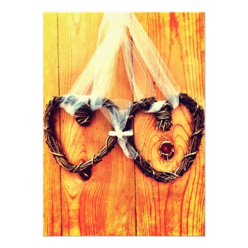 Rustic Country Western Hearts Wedding Invitations