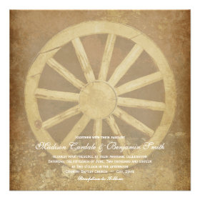 Rustic Country Western Wagon Wheel Wedding Invites