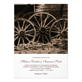Rustic Country Western Wagon Wheel Wedding Invites Personalized Announcements