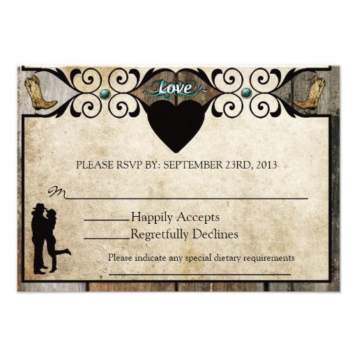 Rustic Country Western Wedding RSVP Card