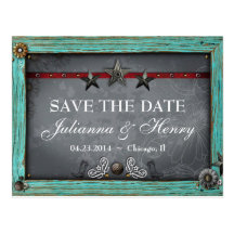 Rustic Country Western Wedding Save the Date Postcards