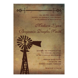 Rustic Country Windmill Farm Wedding Invitations