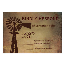 Rustic Country Windmill Farm Wedding RSVP Cards