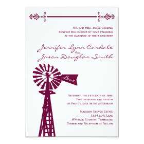 Rustic Country Windmill Purple Wedding Invitations 5