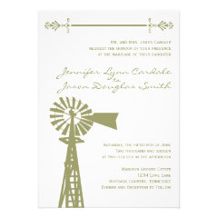 Rustic Country Windmill Sage Wedding Invitations
