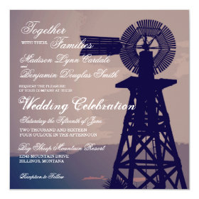 Rustic Country Windmill Wedding Invitations 5.25