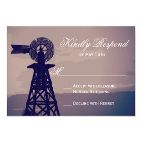 Rustic Country Windmill Wedding RSVP Cards 3.5