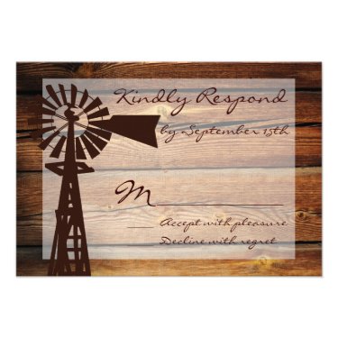 Rustic Country Windmill Wood Wedding RSVP Cards