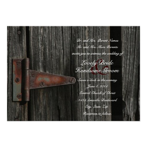 Rustic Country Wood Barn Door Wedding Invitation