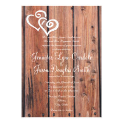 Rustic Country Wood Hearts Wedding Invitation