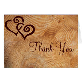 Rustic Country Wood Hearts Wedding Thank You Cards