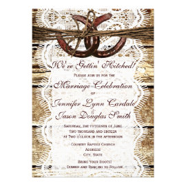 Rustic Country Wood Horseshoe Wedding Invitations