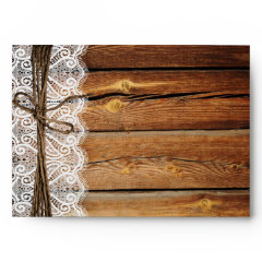 Rustic Country Wood Lace Twine Wedding Envelopes
