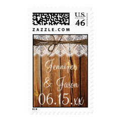 Rustic Country Wood Lace Twine Wedding Stamps