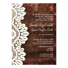 Rustic Country Wood Lace Wedding Invitations