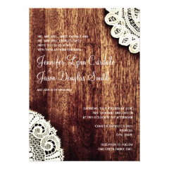 Rustic Country Wood Lace Wedding Invitations