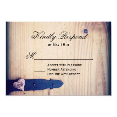 Rustic Country Wood Latch Wedding RSVP Reply Cards
