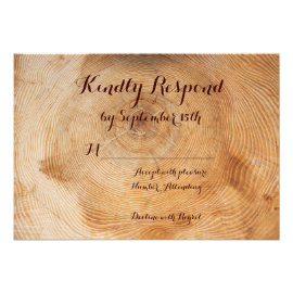 Rustic Country Wood Tree Rings Wedding RSVP Cards