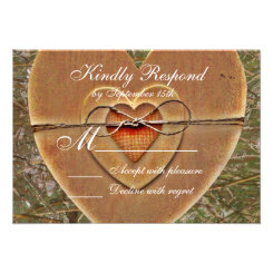 Rustic Country Wooden Heart Camo Wedding Invites