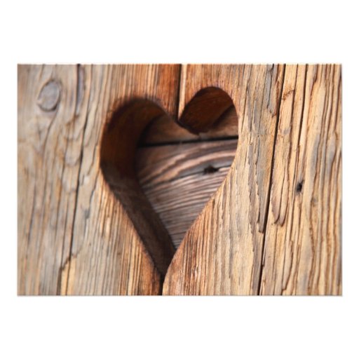 Rustic Country Wooden Heart Wedding Invitations