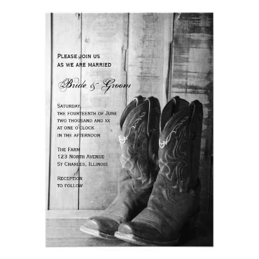 Rustic Cowboy Boots Country Wedding Invitation (front side)