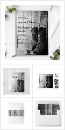 Rustic Cowboy Boots Country Wedding Stationery
