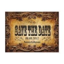 Rustic CowBoy OldWest Wedding SaveTheDate Card Post Card