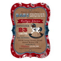 Rustic Cowboy Western Rocking Horse Baby Shower Card