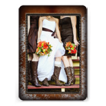 Rustic cowhide Country vintage Bridal Shower Custom Invitations