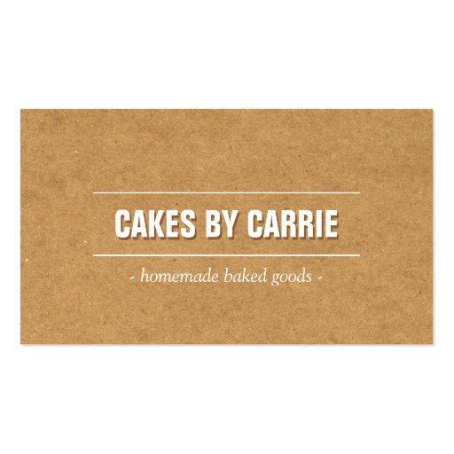 Rustic Craft Cardboard Bakery/Catering/Chef Business Card Template (front side)