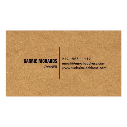 Rustic Craft Cardboard II Bakery/Catering/Chef Business Card Template (back side)