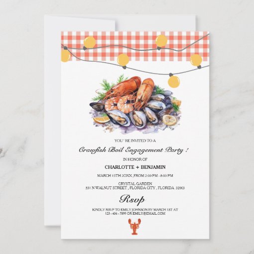 Rustic Crawfish Boil Engagement Party Invitation Zazzle