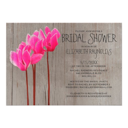 Rustic Cyclamen Bridal Shower Invitations