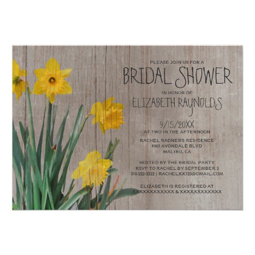 Rustic Daffodil Bridal Shower Invitations
