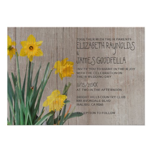 Rustic Daffodil Wedding Invitations