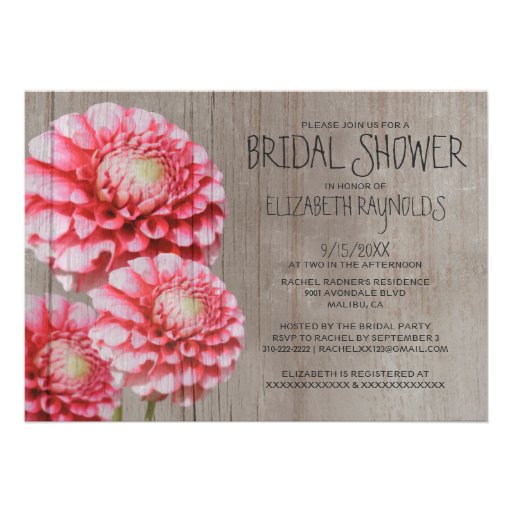 Rustic Dahlia Bridal Shower Invitations
