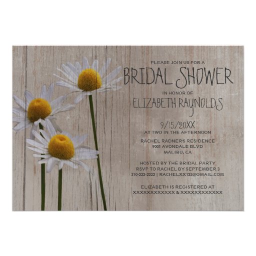 Rustic Daisies Bridal Shower Invitations