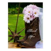 Rustic Daisies Country Wedding Thank You Postcard
