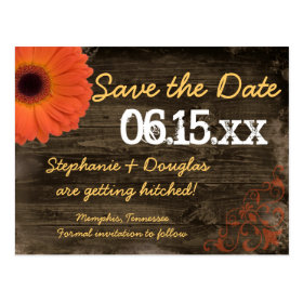 Rustic Daisy Barn Wood Save The Date Postcards
