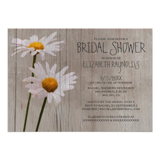 Rustic Daisy Bridal Shower Invitations