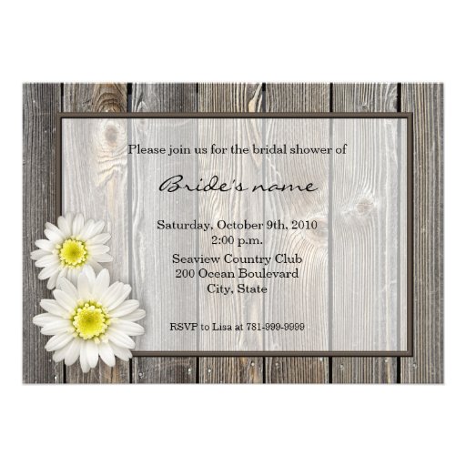 Rustic Daisy Bridal Shower Invitations (front side)